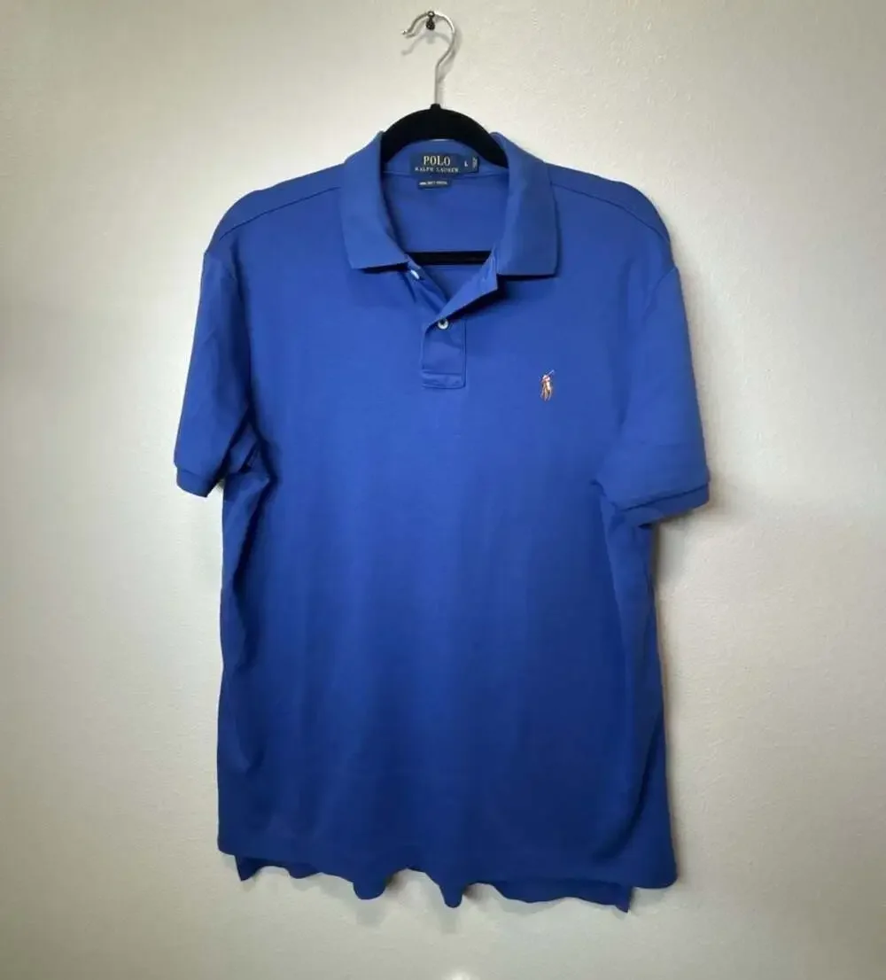 Polo Ralph Lauren Men's Blue Pima Soft Touch Polo Shirt Size L
